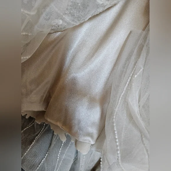 Ivory & White Beaded Gown - Picture 12 of 16